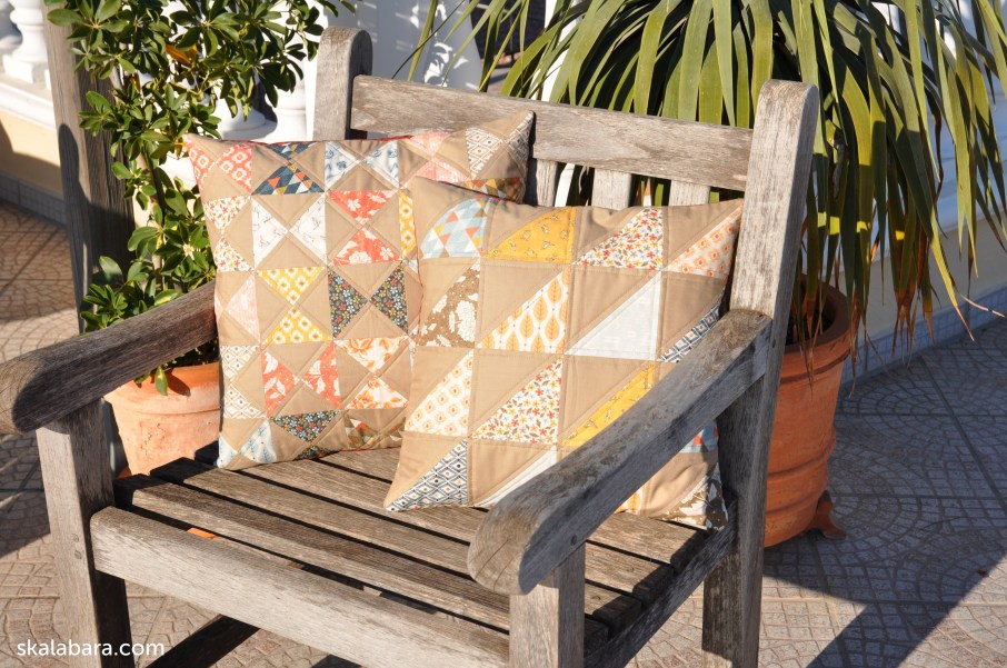 pillow cases made with persimmon charm pack