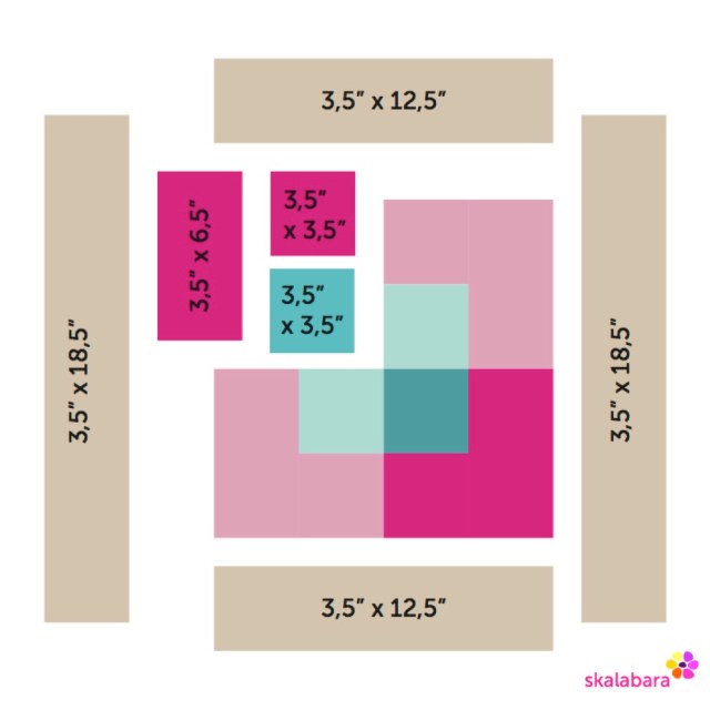 pink and turquoise cutting chart - skalabara
