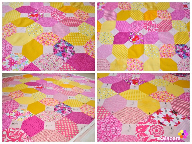 pink baby quilt befor quilting - skalabara
