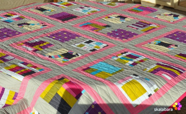 pink wave quilt - quilting - skalabara