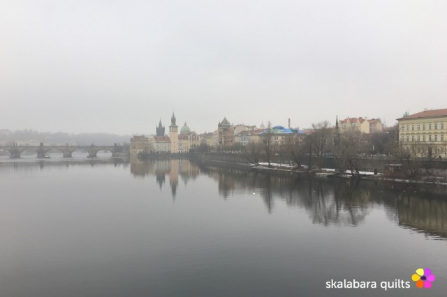 prague in winter river Moldavia