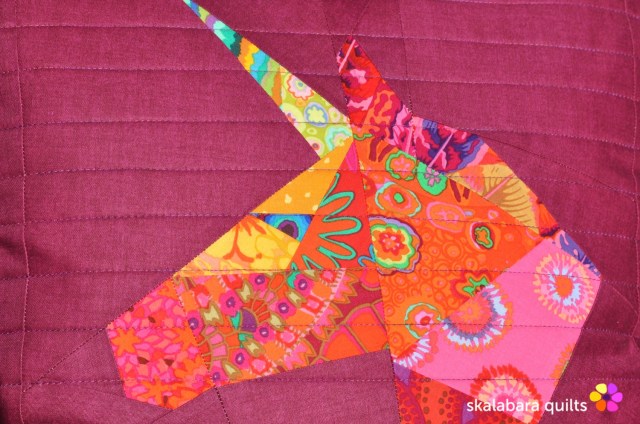 unicorn cushion cover for kate detail - skalabara quilts