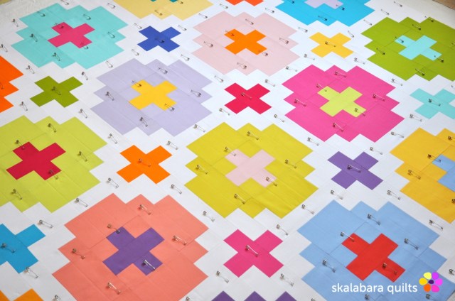 cross tile quilt baste 1 - skalabara quilts