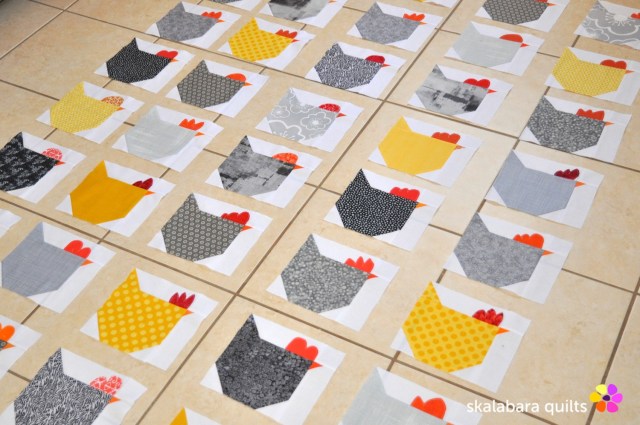 wip - chicken quilt throw 3 - skalabara quilts
