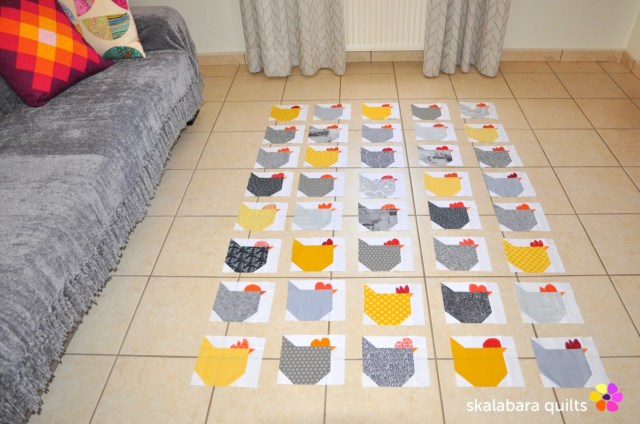 wip - chicken quilt throw - skalabara quilts