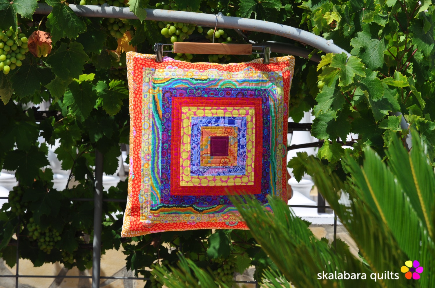 cushion cover log cabin with kaffe fassett fabrics 9 - skalabara quilts