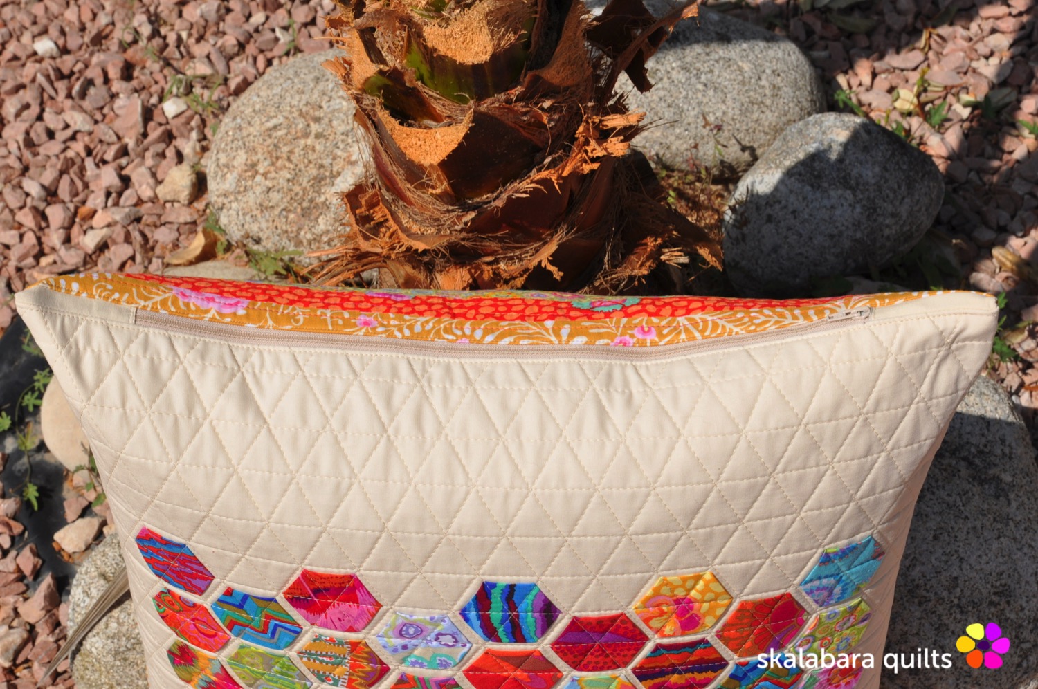 cushion cover log cabin with kaffe fassett fabrics 10 - skalabara quilts