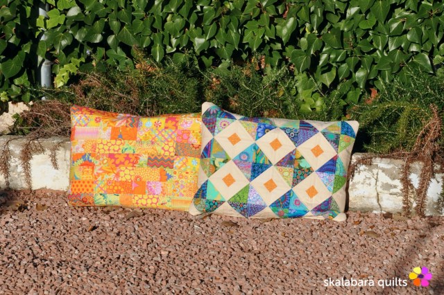 cushion cover gren yellow - skalabara quilts