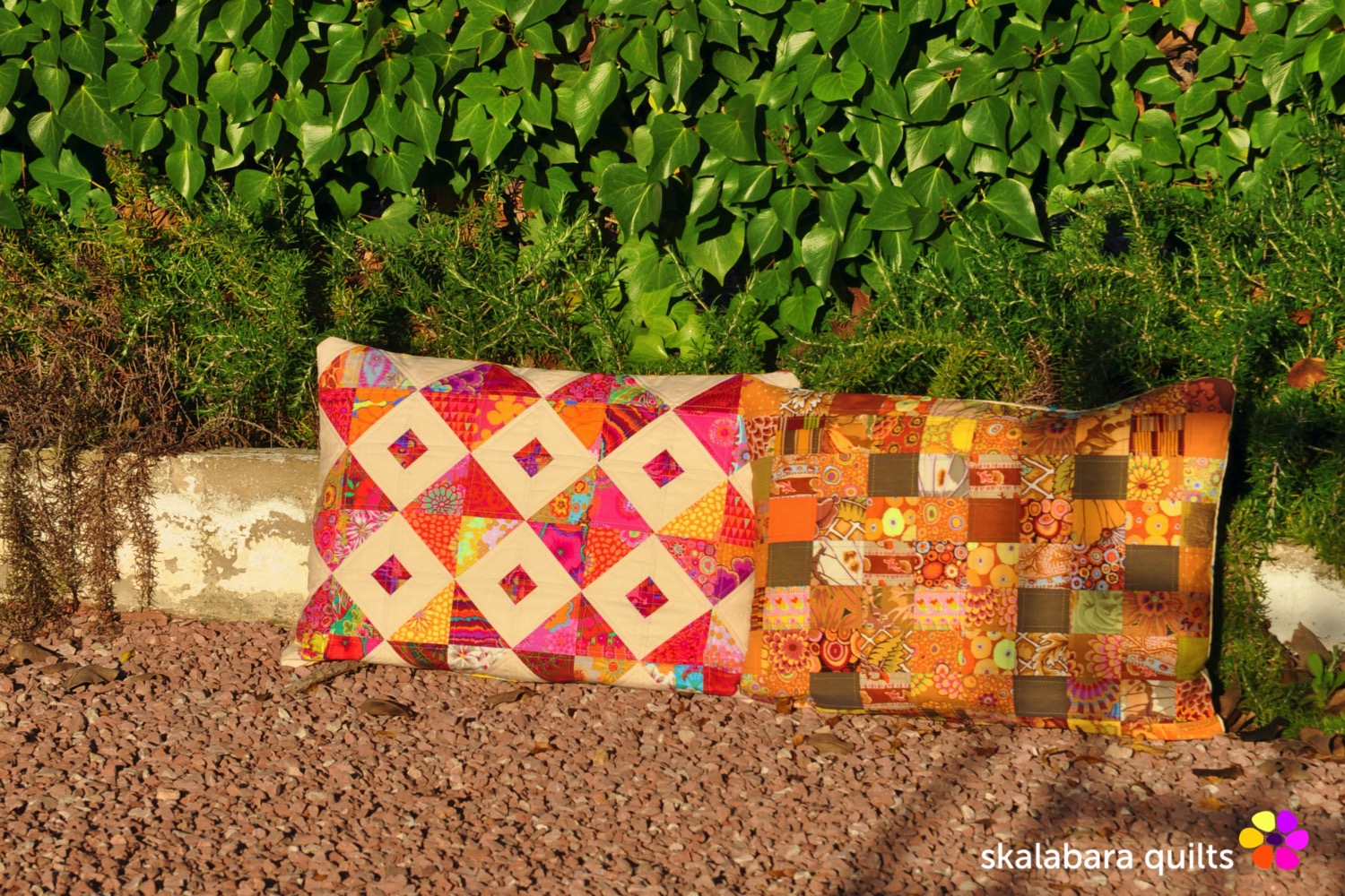 cushion cover red orange - skalabara quilts