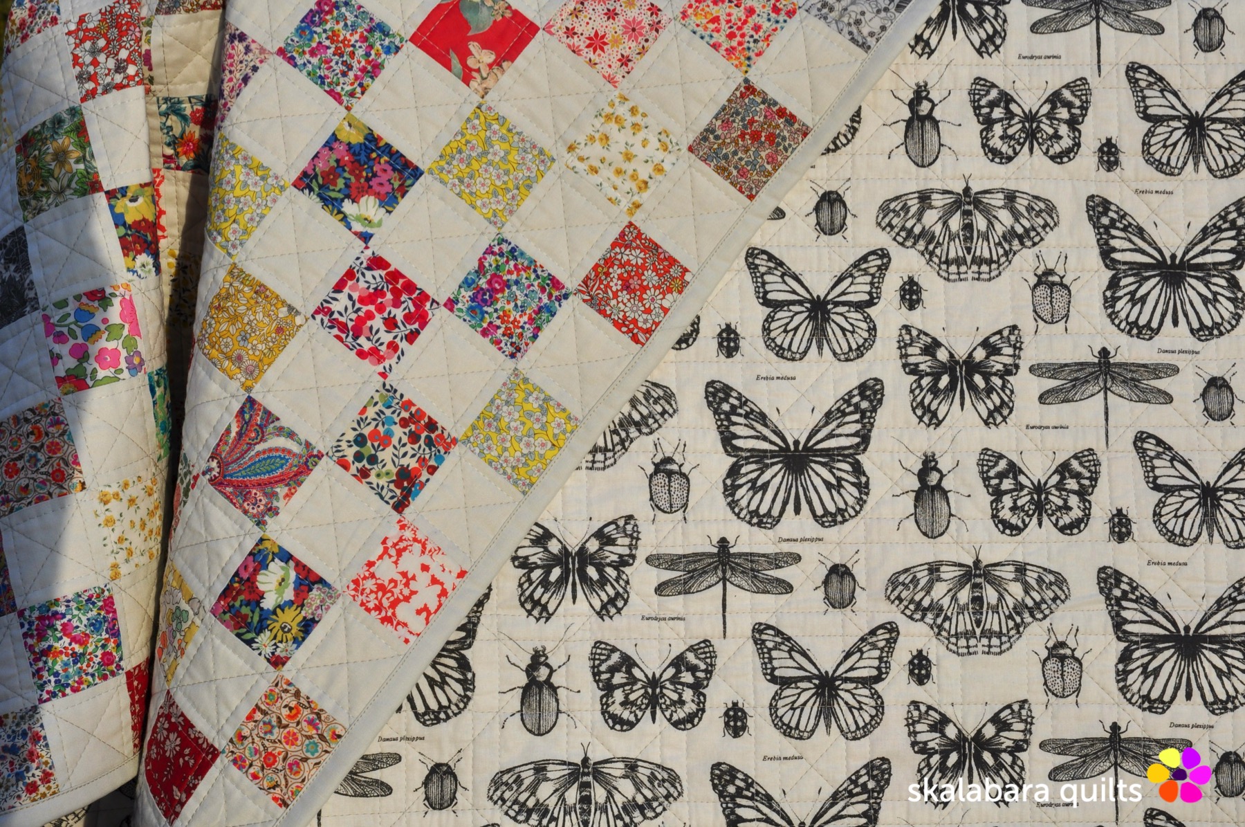 liberty checkered quilt detail 3 - skalabara quilts