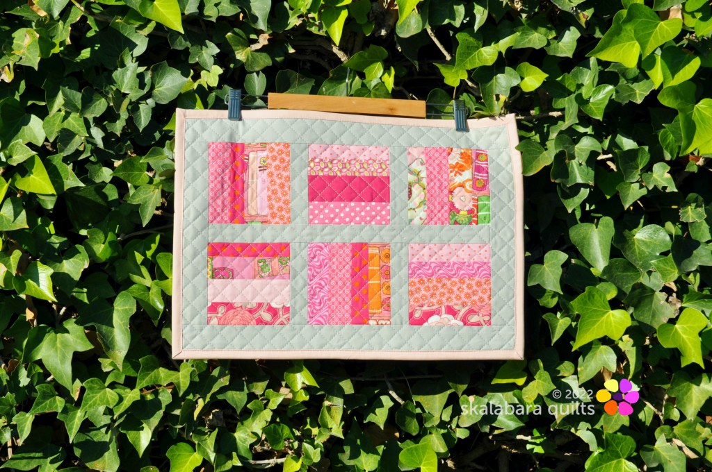 set of quilted placemats in pink - skalabara quilts
